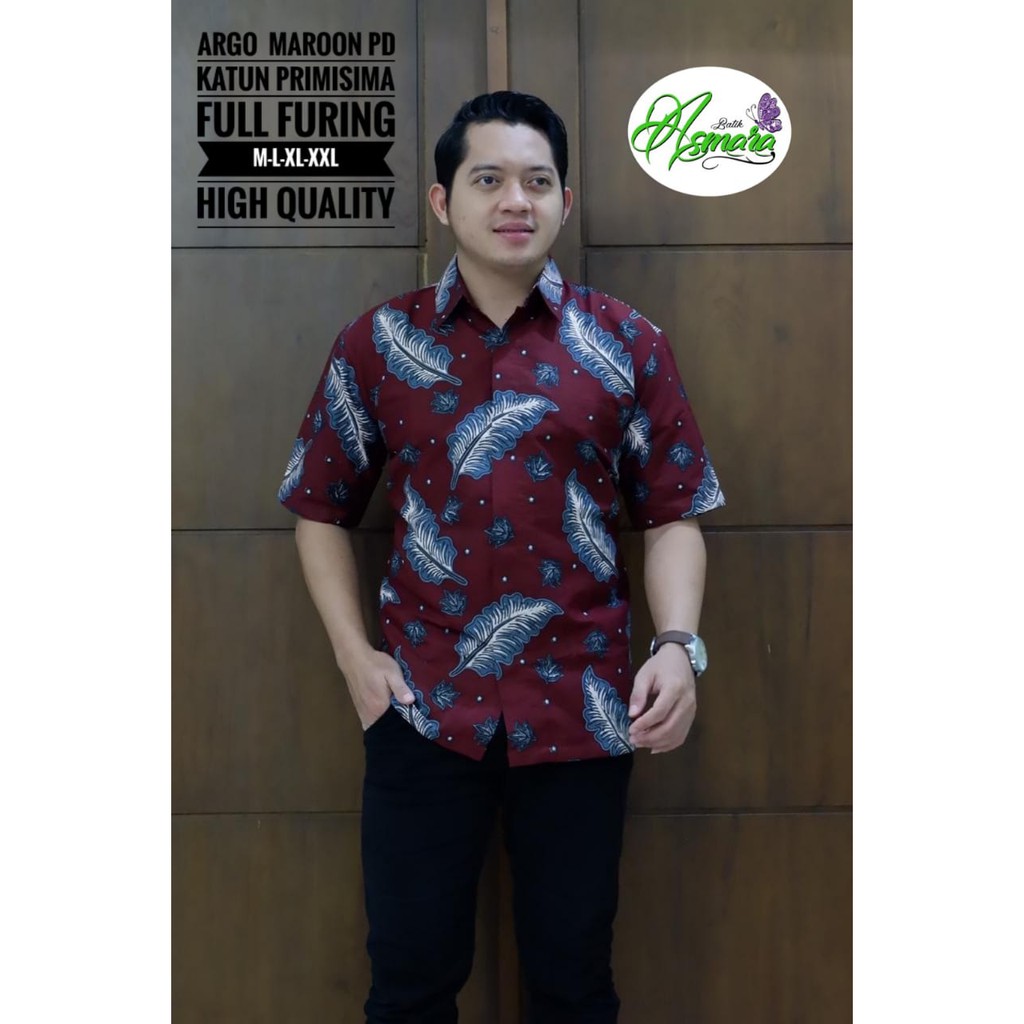 ARGO MAROON ASMARA BATIKSOLOAMANAH KEMEJA BAJU BATIK PRIA SOLO LENGAN PENDEK PANJANG LAPIS FURING ATASAN BATIK PREMIUM MODERN KATUN HALUS TIRTA MERAH PEKSI PARANG PRAKASITA KUNING KRESNA SEMULUR SOGAN DWI PANGGA EKOR NAGA SOGAN PEKSI KAWUNG SAWUNG GALING