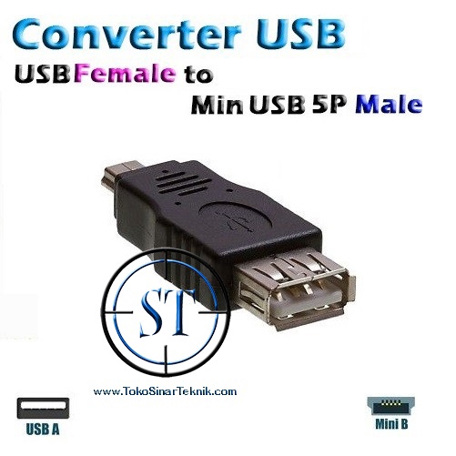 Converter On The Go Adapter Mini USB OTG 5-Pin Male To USB 2.0 Female