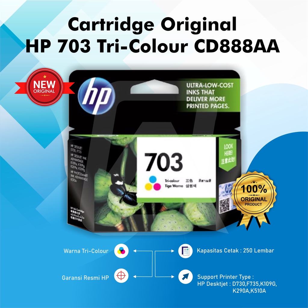 Tinta HP 703 Tri-Colour Original Ink Cartridge