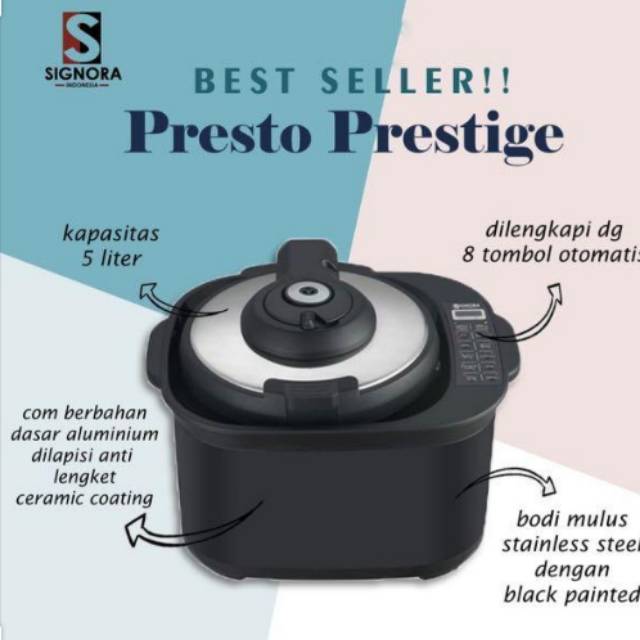 Signora Prestige Presto Cooker Elektrik 5L Hitam