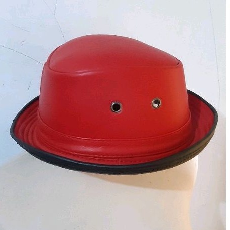 Topi Kulit Asli Pria Dewasa Topi Tompi Fedora Model Koboi Warna Merah