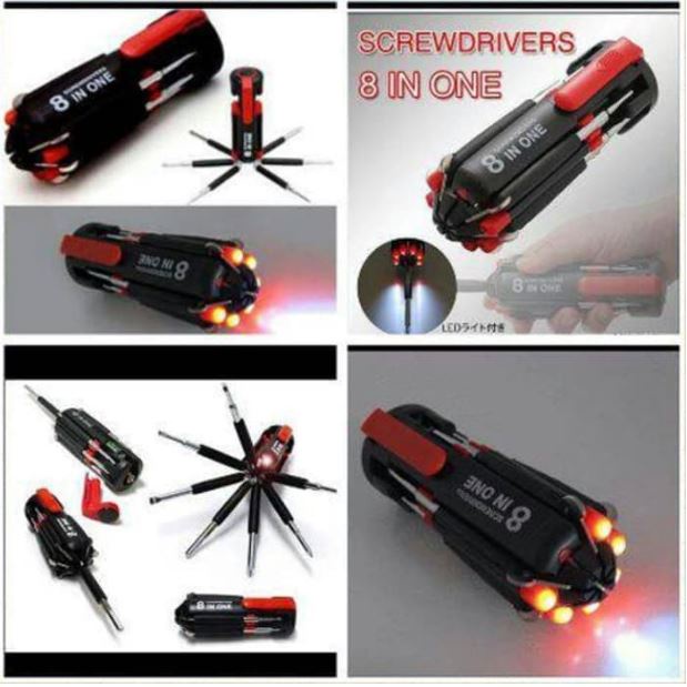 (NCS) COD Obeng 8in1 Senter Lampu LED Emergency Multifungsi Perkakas 8 in 1 Screwdrivers Travel