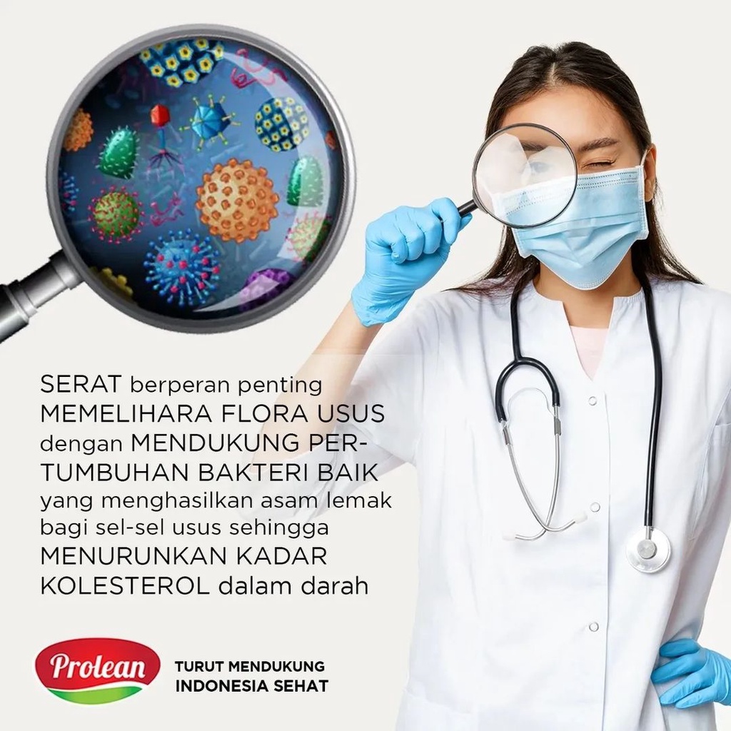 PROLEAN Minuman Serbuk Tinggi Serat | Psyllium Husk, Chiaseeds, Protein, Probiotik, Prebiotik, Vitamin C | Rasa Mangga