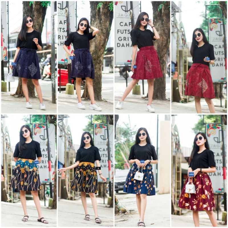 ROK PENDEK MERAH BATIK//ROK PENDEK BATIK MINI MURAH ROK BATIK CAP