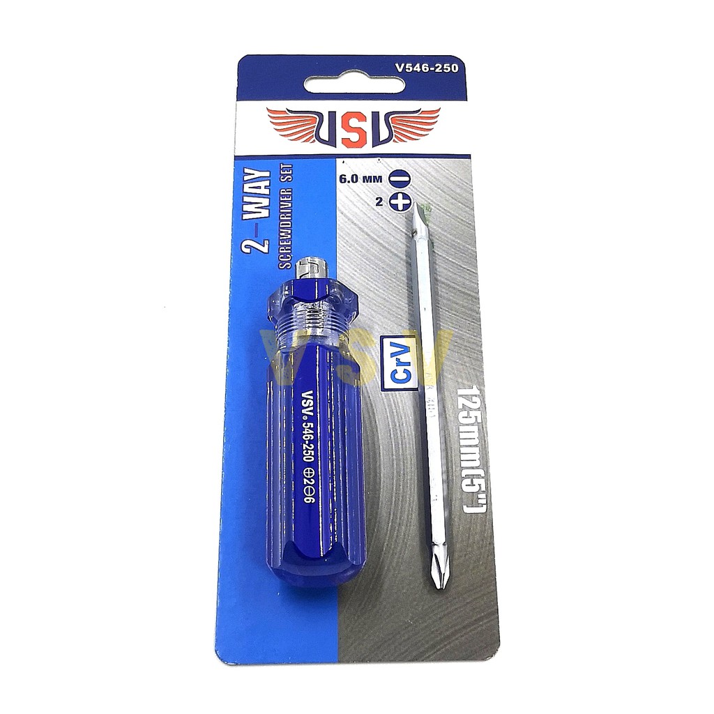 VSV Two way screwdriver 125mm crystal / obeng bolak balik /plus min