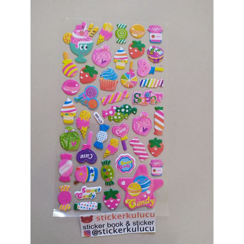 Stiker timbul CANDY / PERMEN ES KRIM 10x18cm