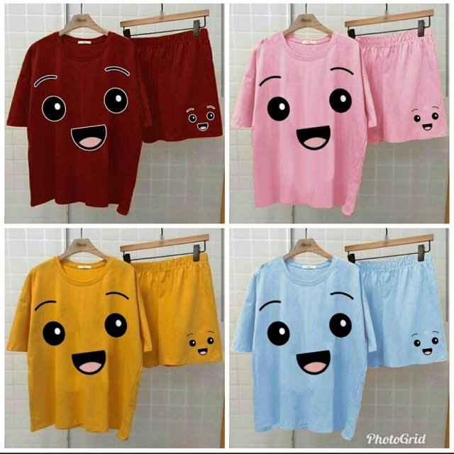 NEW RESTOCK SL ST SMILE DUDU / Stelan Wanita Smile Cute kekinian / Stelan wanita Terbaru