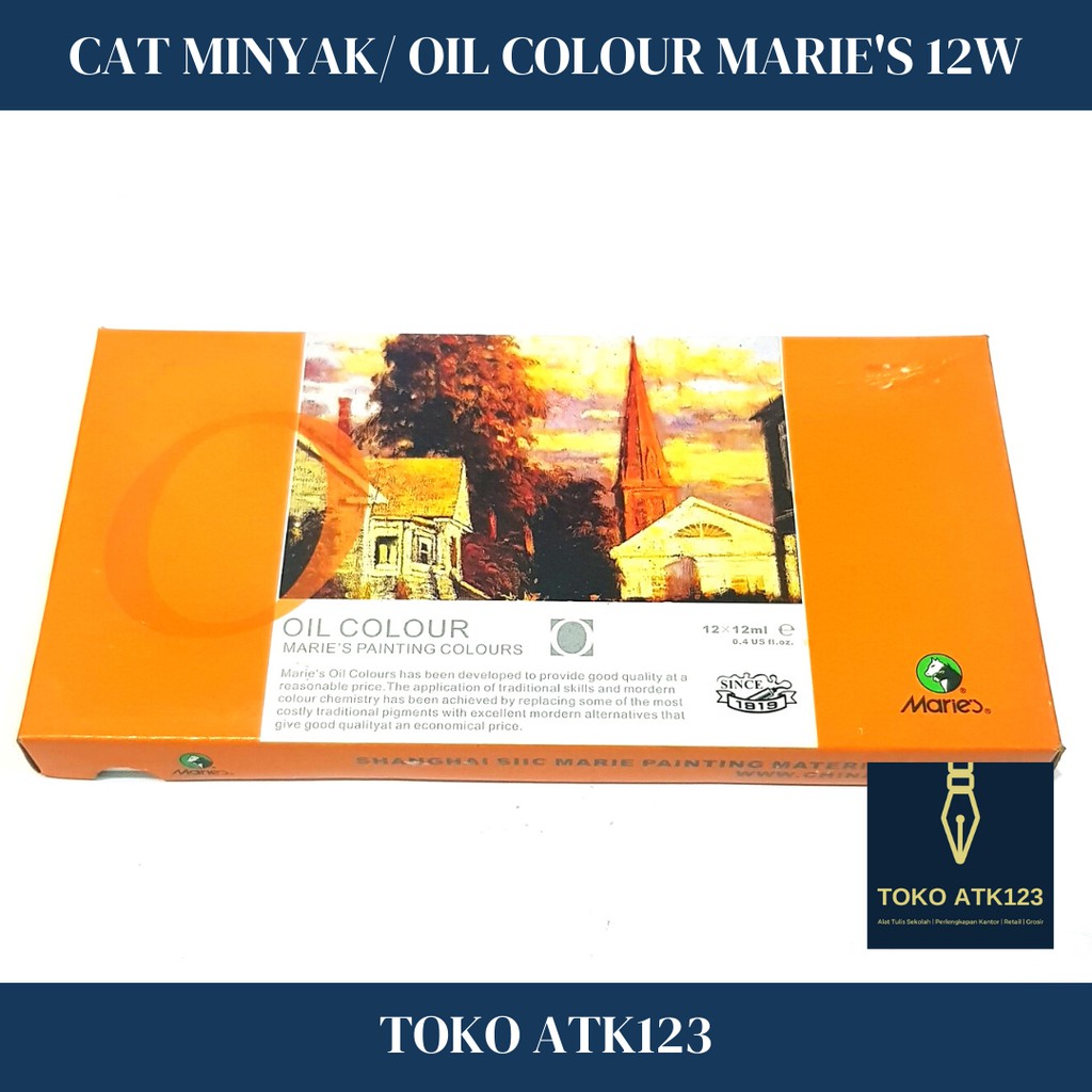 Cat Minyak / Oil Colour / Cat Lukis Merk Marries 12 Warna