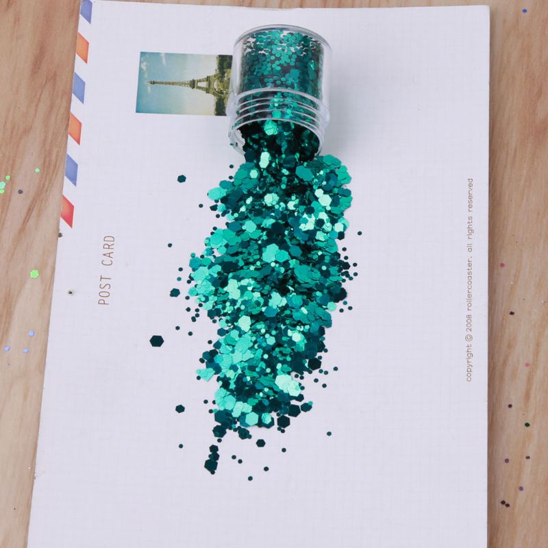 SIY  12 Colors Mixed Holographic Makeup Chunky Glitters Face Body Eye Hair Nail Epoxy Resin Festival Chunky Hexagons Sequins