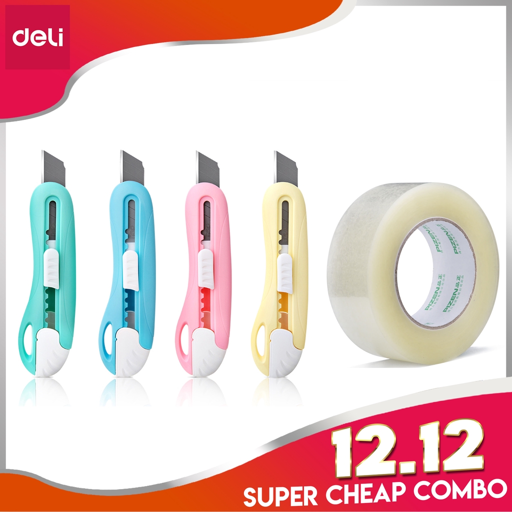 

Deli Combo Cutter Bahan ABS, Silet 55mm + Isolasi / Lakban Bening 45mm x 100y