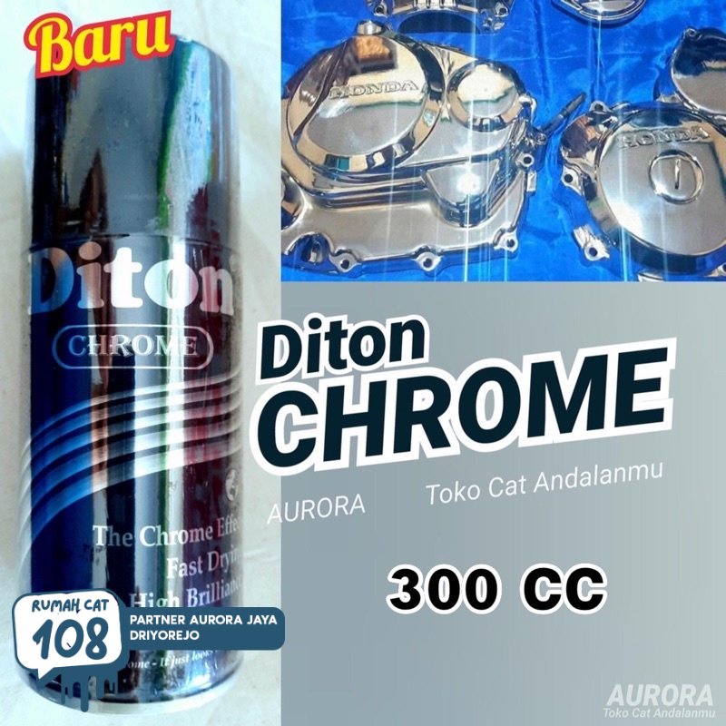 

Rumah Cat - Diton CHROME Chrom Crom Krom Krum Stenlis atau Efek Kaca Mengkilap 300ml Velg Mesin Sapporo Saporo Rumah Cat Motor dan Mobil