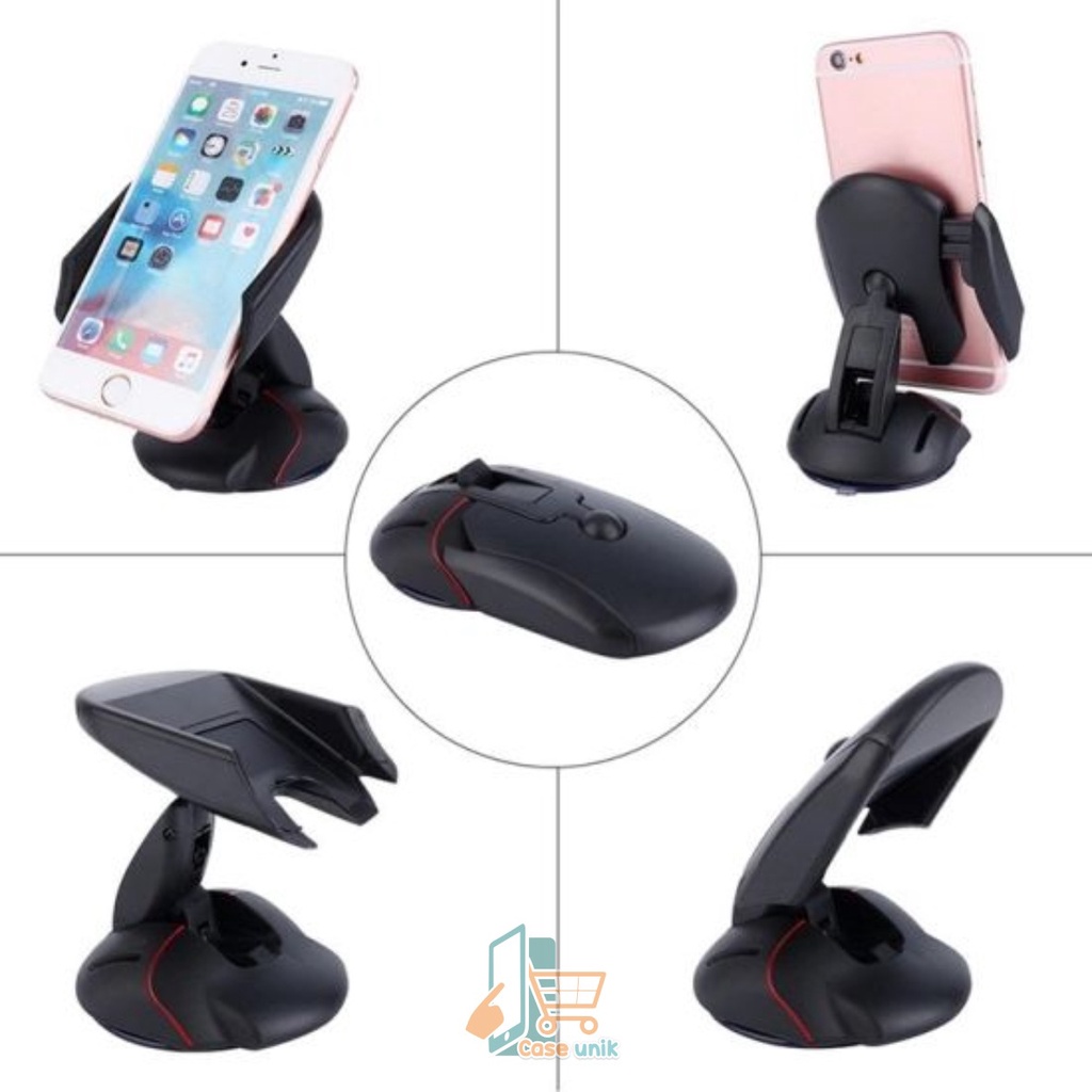 HD2 Car Holder Phone Stand Bentuk Mouse Shape Handphone Mobil Gps Unik Lipat Folding Desktop Dashbroad kekinian CS3524