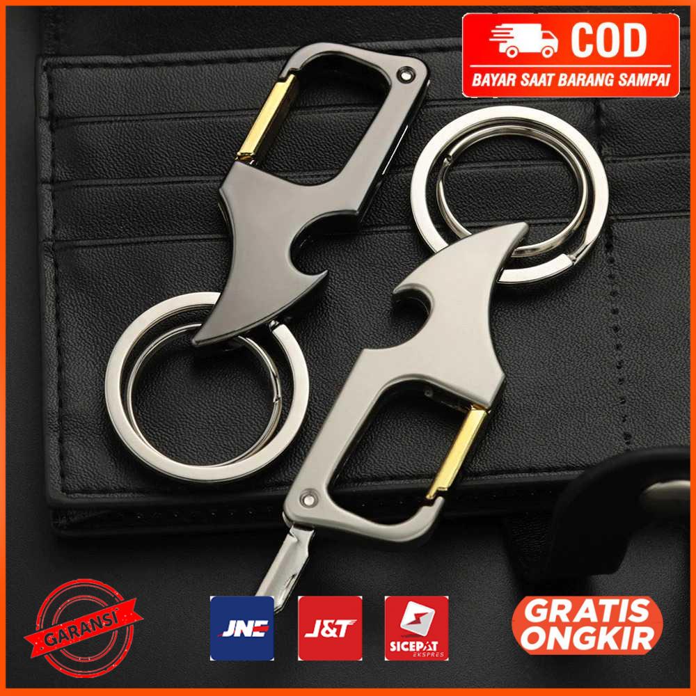 Gantungan Kunci Karabiner EDC Pisau Pembuka Tutup Botol