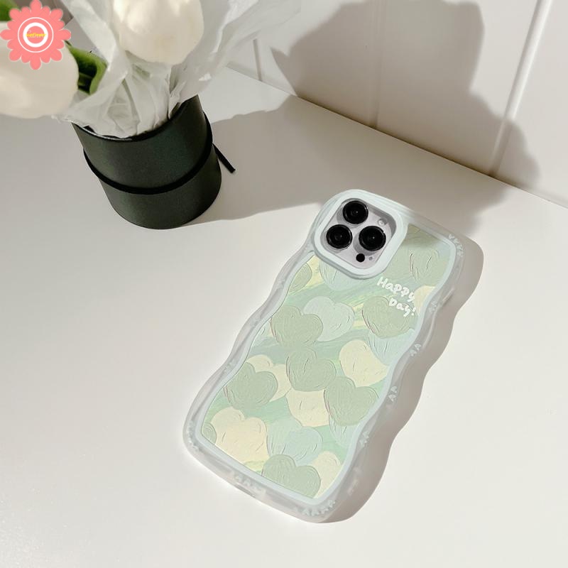 Soft Case Motif Lukisan Minyak Hati Hijau Untuk Oppo A17 A57 2022 A54 A15 A7 A1K A17k Reno 5 6 7 8 4F 4Lite A5s A12 A16 A3s A11K A15s A33S A35S A3 A52 2020