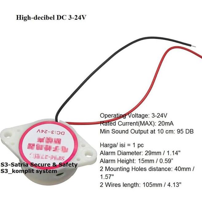 Avvh Alarm Buzzer Putus Beep 3V 5V 6V 7V 9V 12V 15V 19V 24V D4Sc