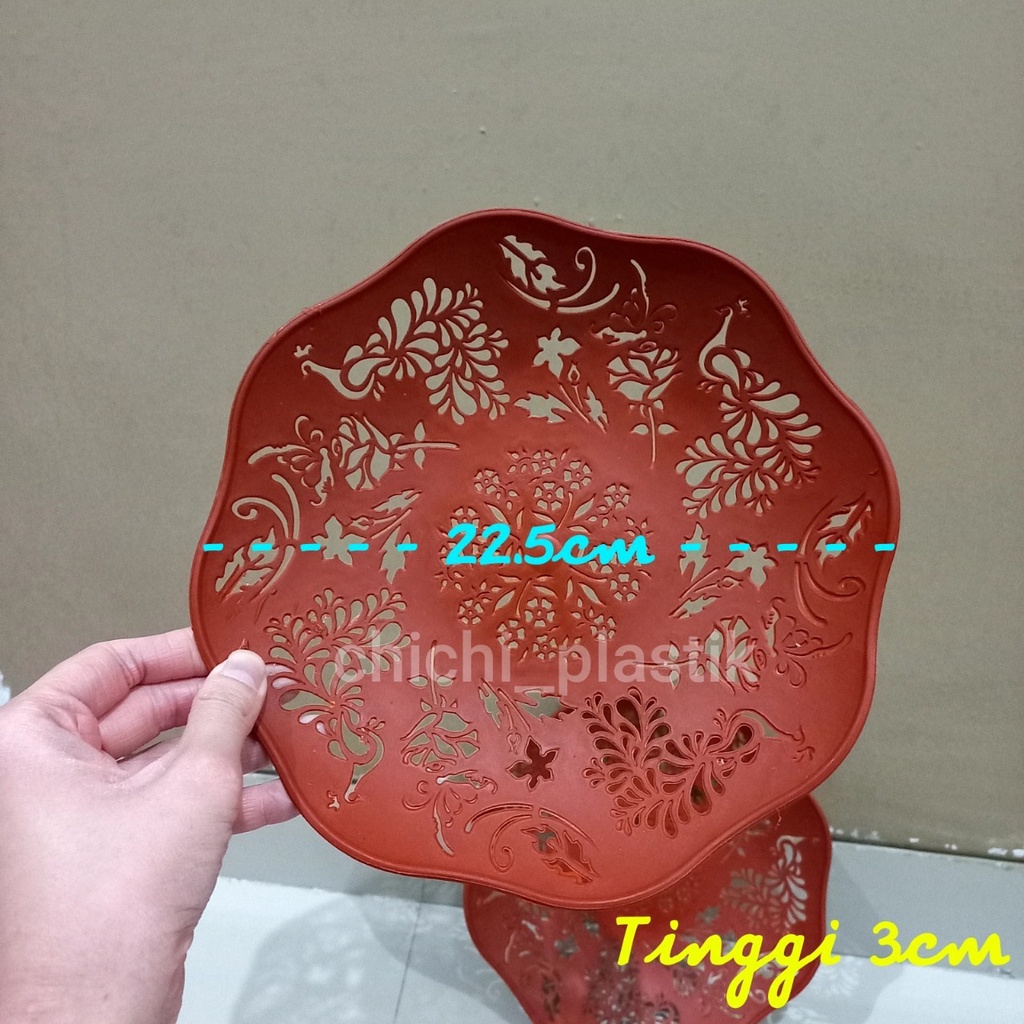 12pcs piring plastik rotan bunga / piring cantik bunga / piring rotan / piring makan / piring plastik