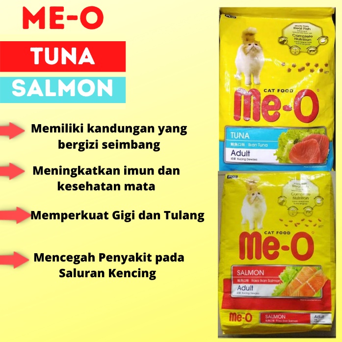 MEO cat food kemasan 1 KG makanan kucing dewasa rasa Tuna dan Salmon premium original adult Termurah