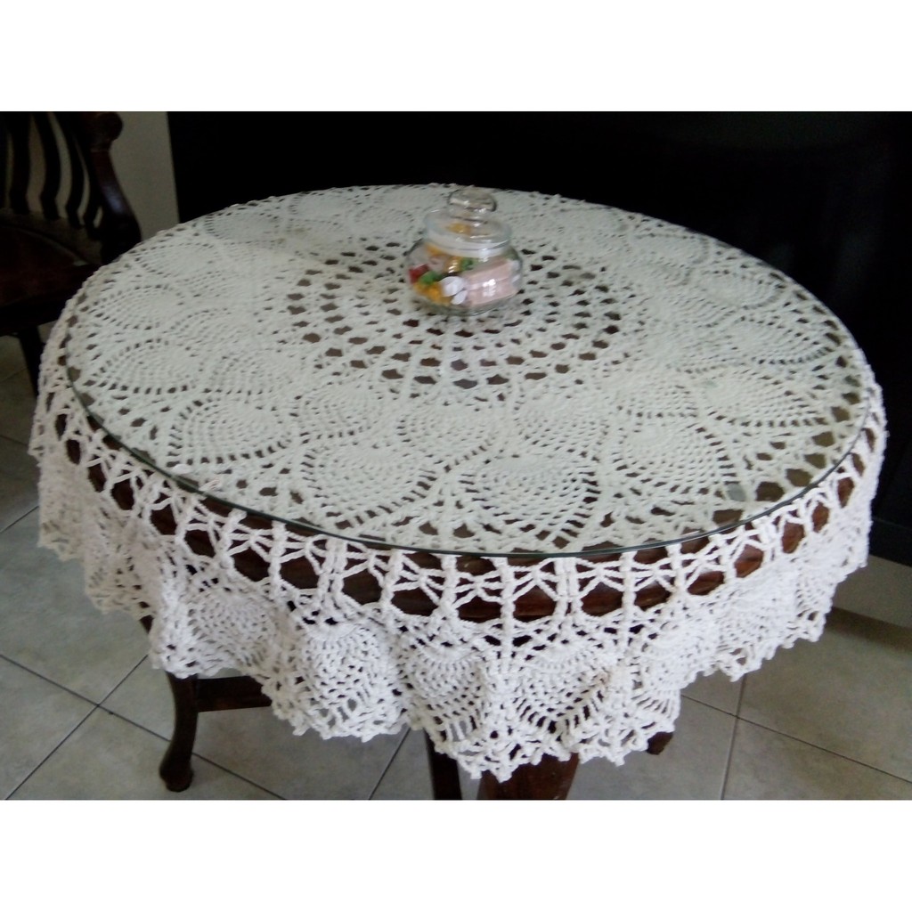 Taplak rajut meja bundar handmade