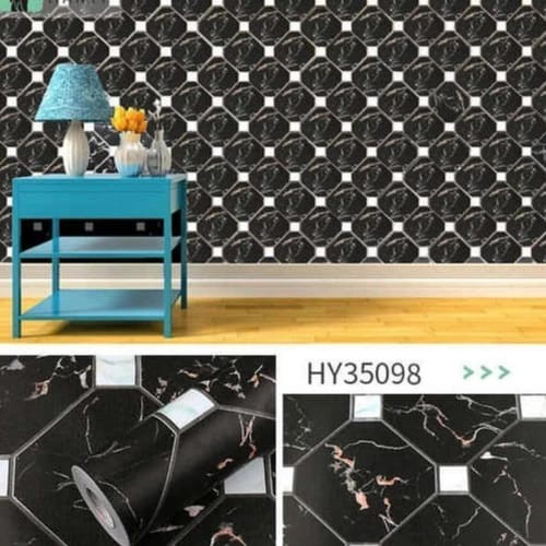 WALLPAPER STIKER DINDING MOTIF MARMER DIAMOND KECIL