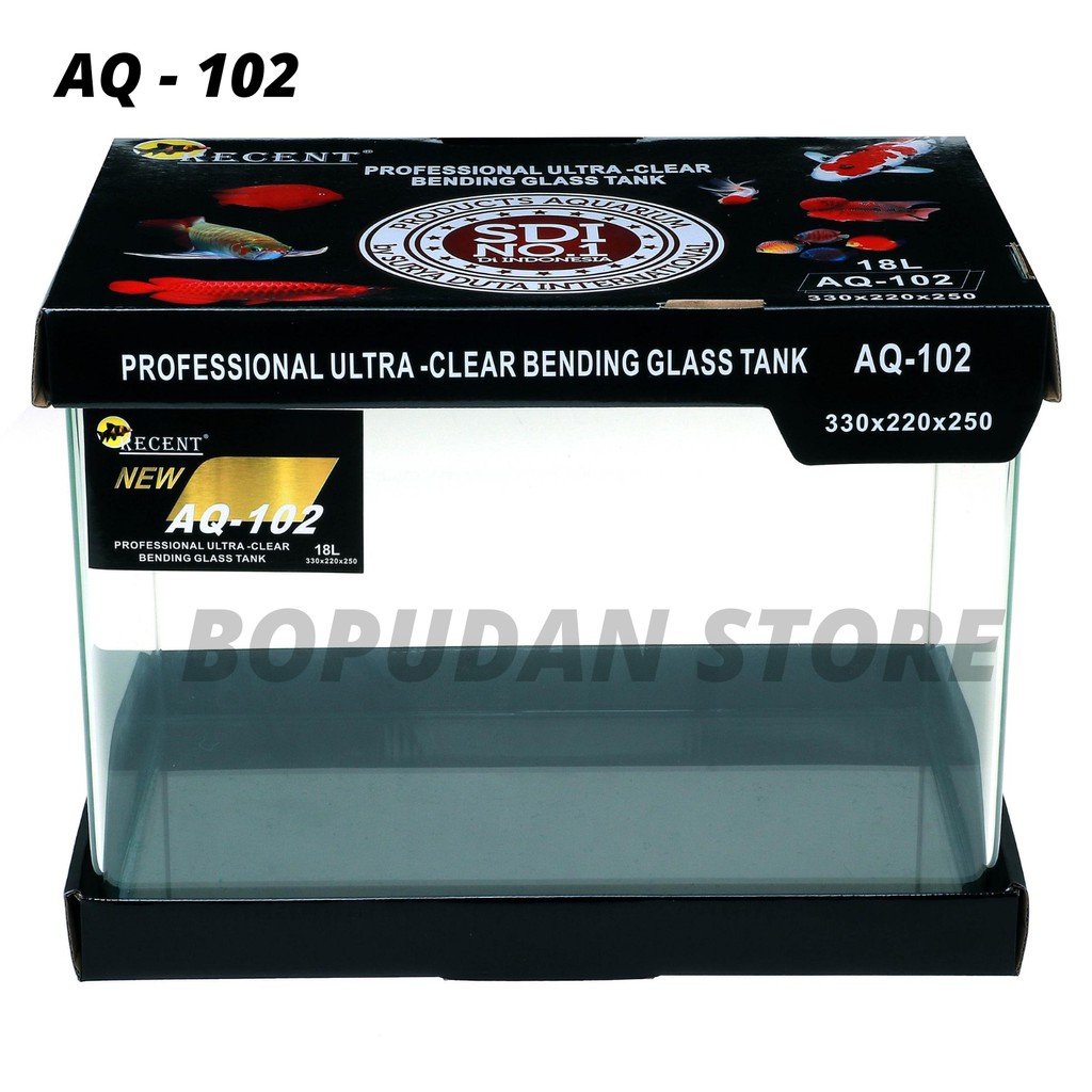 Aquarium Aquascape Akuarium Kaca Bending Glass Tank RECENT AQ 102 18L