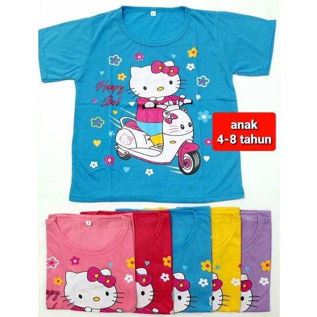 Kaos Anak perempuan 4 -8 tahun oblong atasan baju cewek murah kity vespa grosir