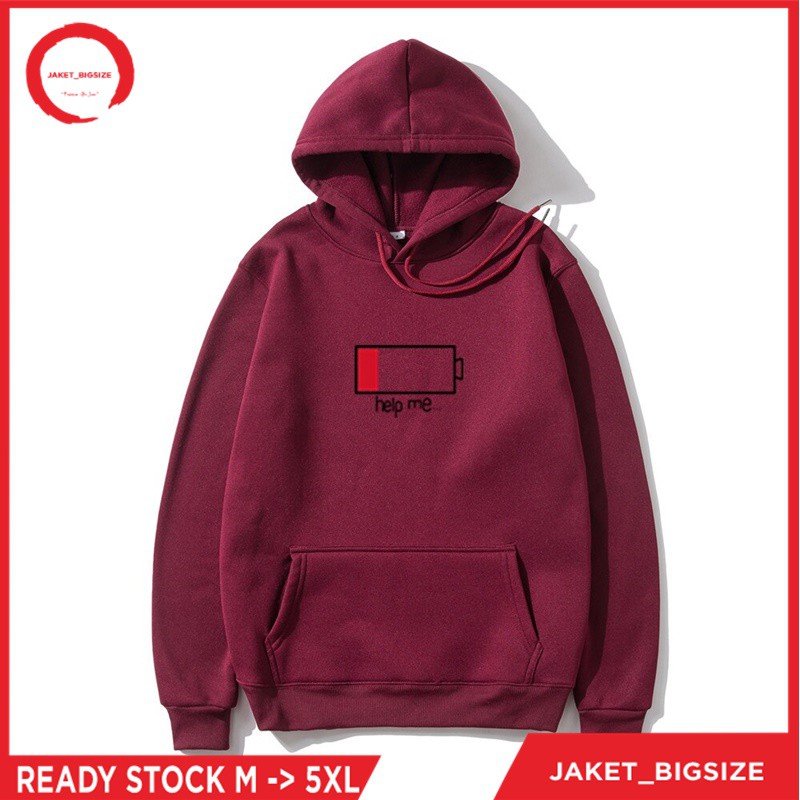 Jaket Hoodie Sweater Oversize HELP ME jumbo bigsize pria wanita ukuran m l xl xxl xxxl xxxxl xxxxxl