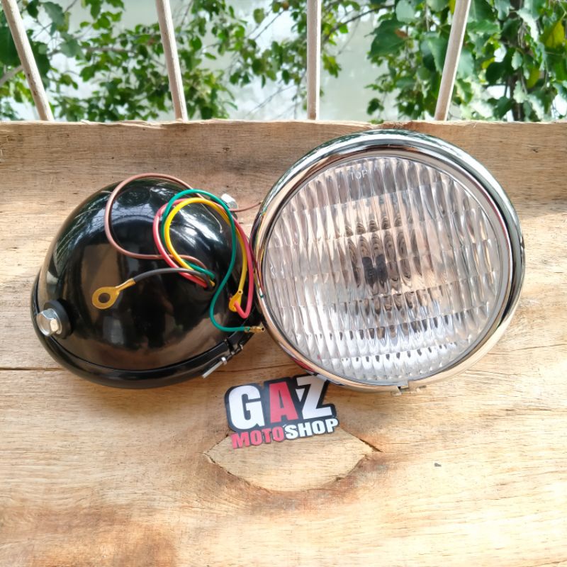 Lampu CB 100 Pesek H4 Headlamp CB Custom Classic Model Kristal