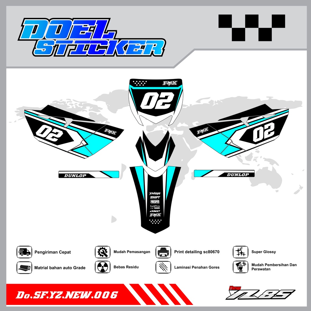 Sticker Striping YZ NEW List Variasi Hologram , Crome Doel 006