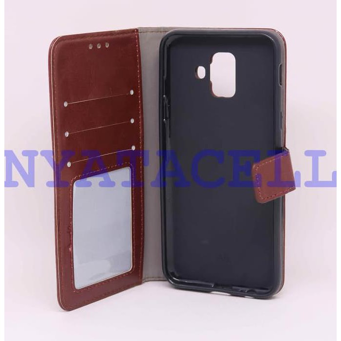 NEW FLIP COVER WALLET SAMSUNG GALAXY A6 2018 LEATHER/FLIPCASE/COVER/DOMPET - HITAM MILENIA