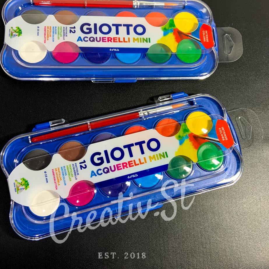 

Terlaku. PRB Giotto Acquerelli MINI 12 Warna Cat Air 23 mm Padat Giotto SP Terbatas¯