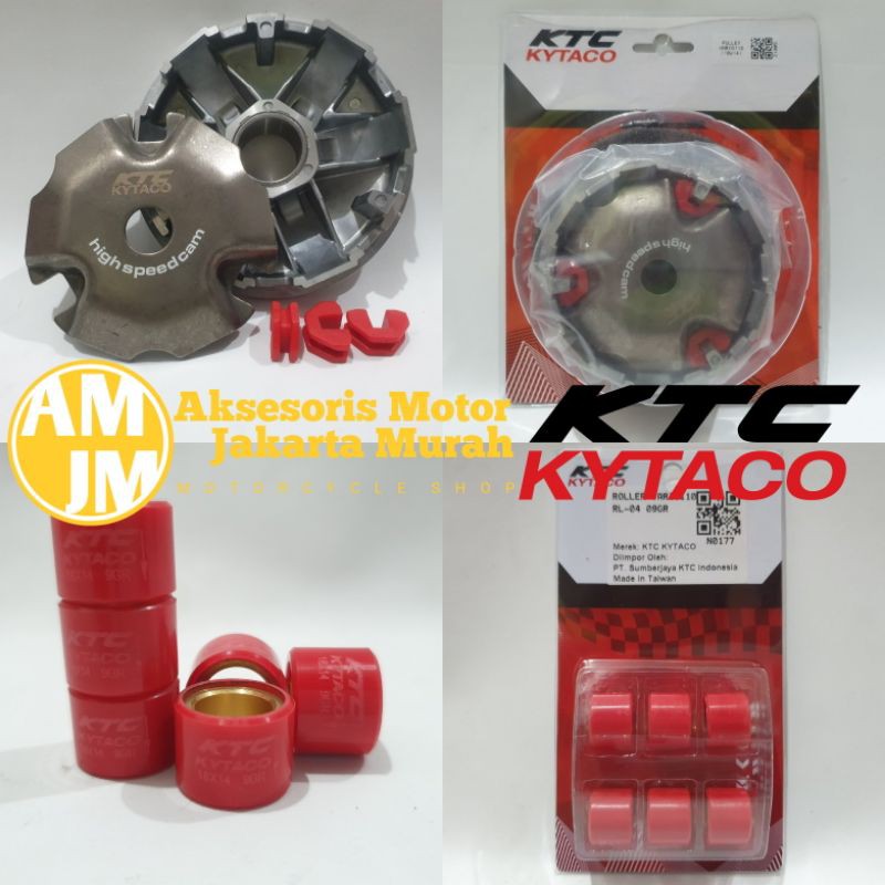 PAKET PULLEY RUMAH ROLLER + ROLLER KTC KYTACO VARIO 110 FI BEAT FI BEAT ESP SCOOPY FI SPACY FI