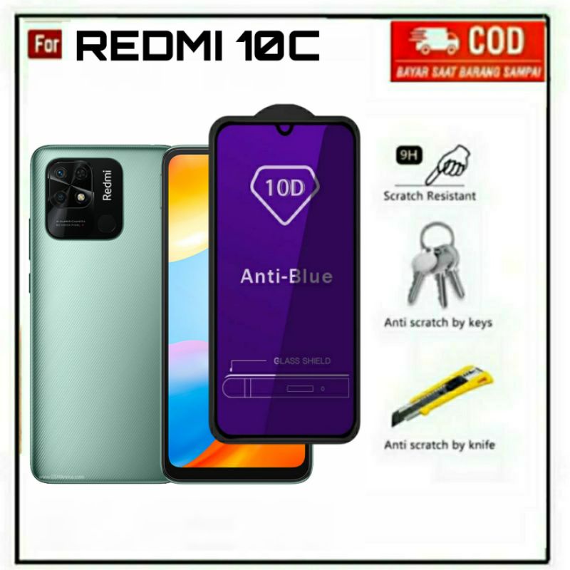 PROMO Tempered Glass Blue Light REDMI 12c 10 2022 10C 10A 9A 9C 9t POCO C40 Anti Gores kaca Full Screen Anti Radiasi High Quality