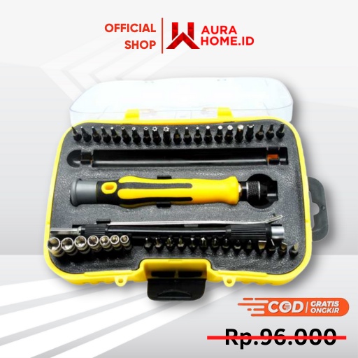 Obeng Set Reparasi 45 in 1 / Alat Reparasi Perbaiki Elektronik Jam Tangan Hp Iphone Oppo Xiomi Android Asus Samsung Elektrik  Laptop Komplit Lengkap Full Material Besa Baja Anti Karat Berkualitas Set Original / Obeng Screwdriver Set Terkiro Magnet Murah