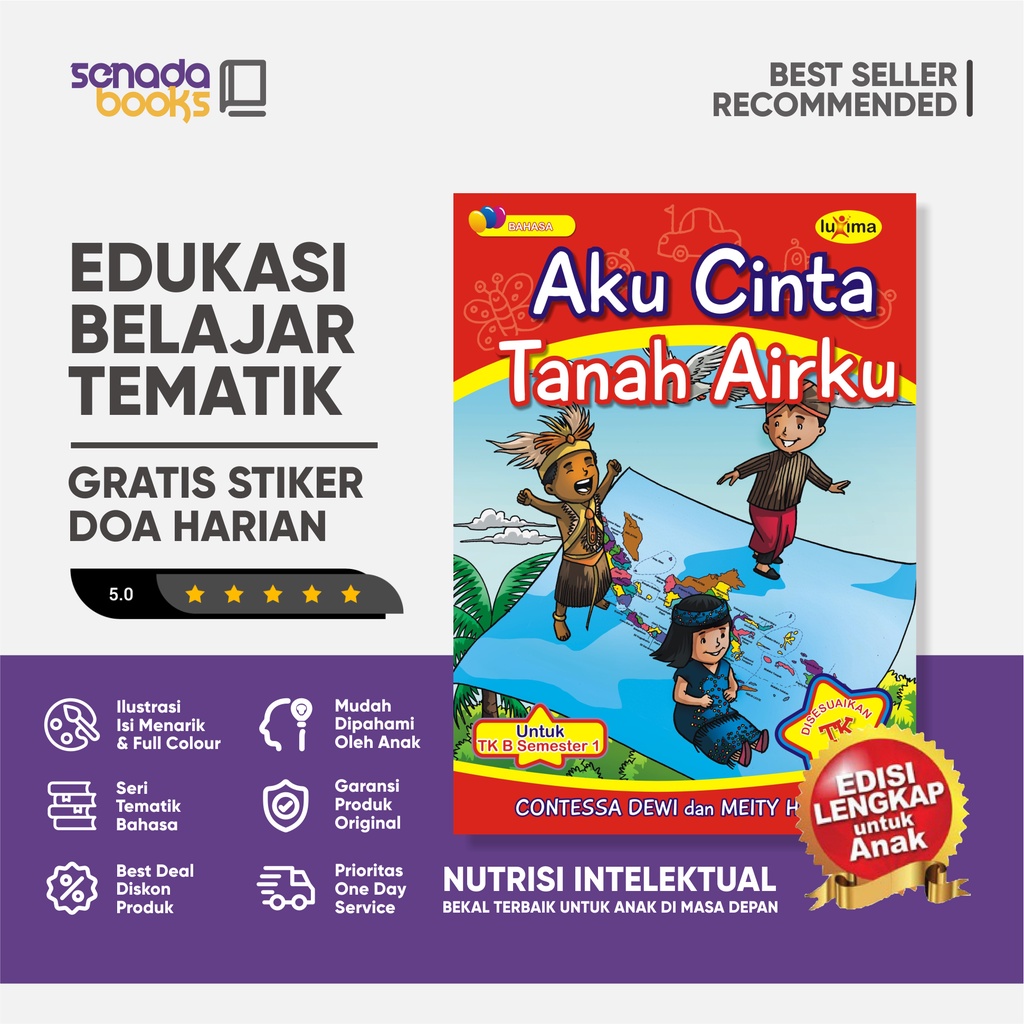 Buku Edukasi Anak Belajar Membaca Menulis Mewarnai Anak PAUD dan TK A TK B Seri Tematik Bahasa