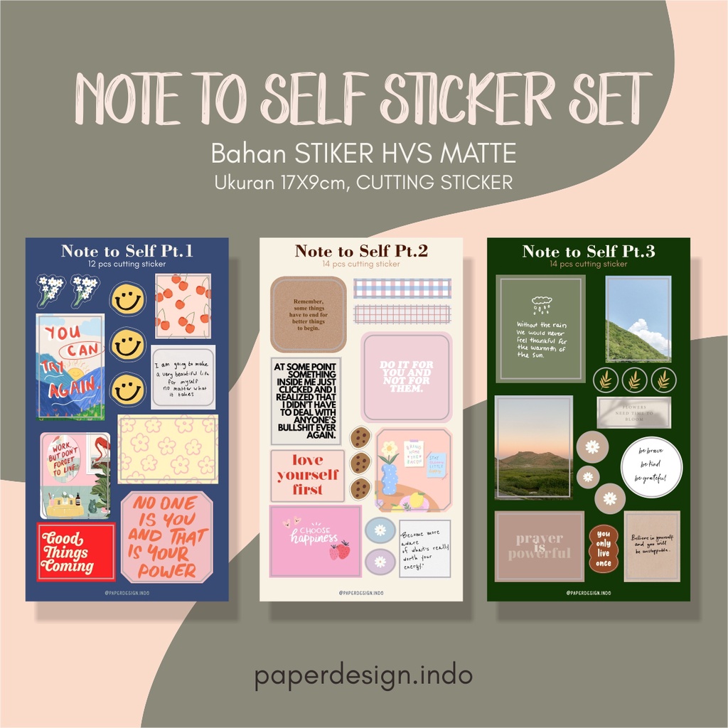 

NOTE TO SELF QUOTE STICKER SET STIKER LUCU TEMPELAN SCRAPBOOK, CASE HP, DLL