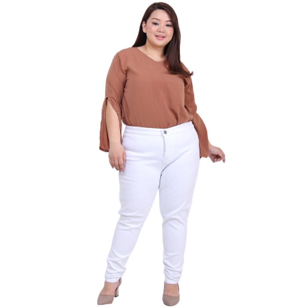 Celana Jumbo Highwaist Cotton Strench / Celana Jumbo Highwaist warna PUTIH