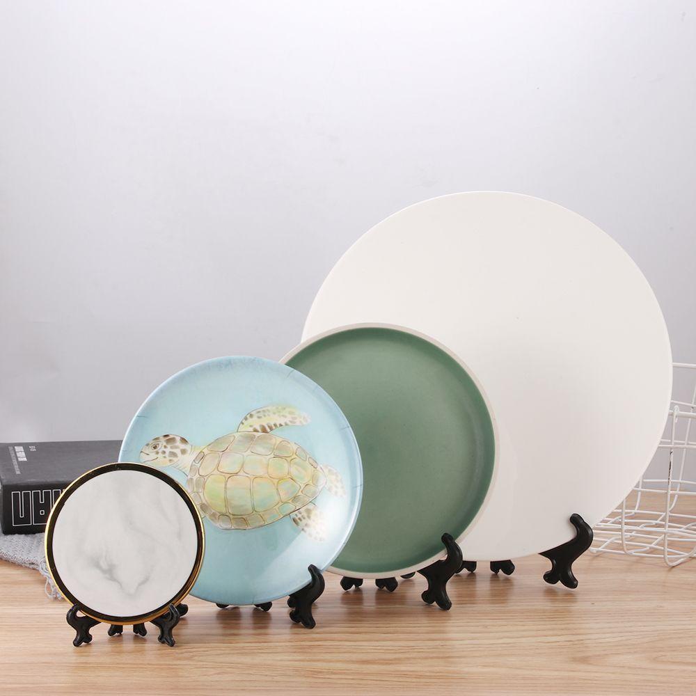 R-flower 5PCS / Set Stand Holder Piring / Lukisan Bahan Plastik Untuk Dekorasi Rumah