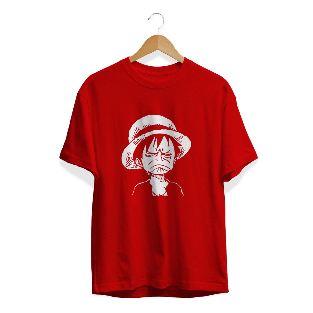 BAJU KAOS ANIME ONE PIECE LUFFY FUNNY FACE PLASTISOL