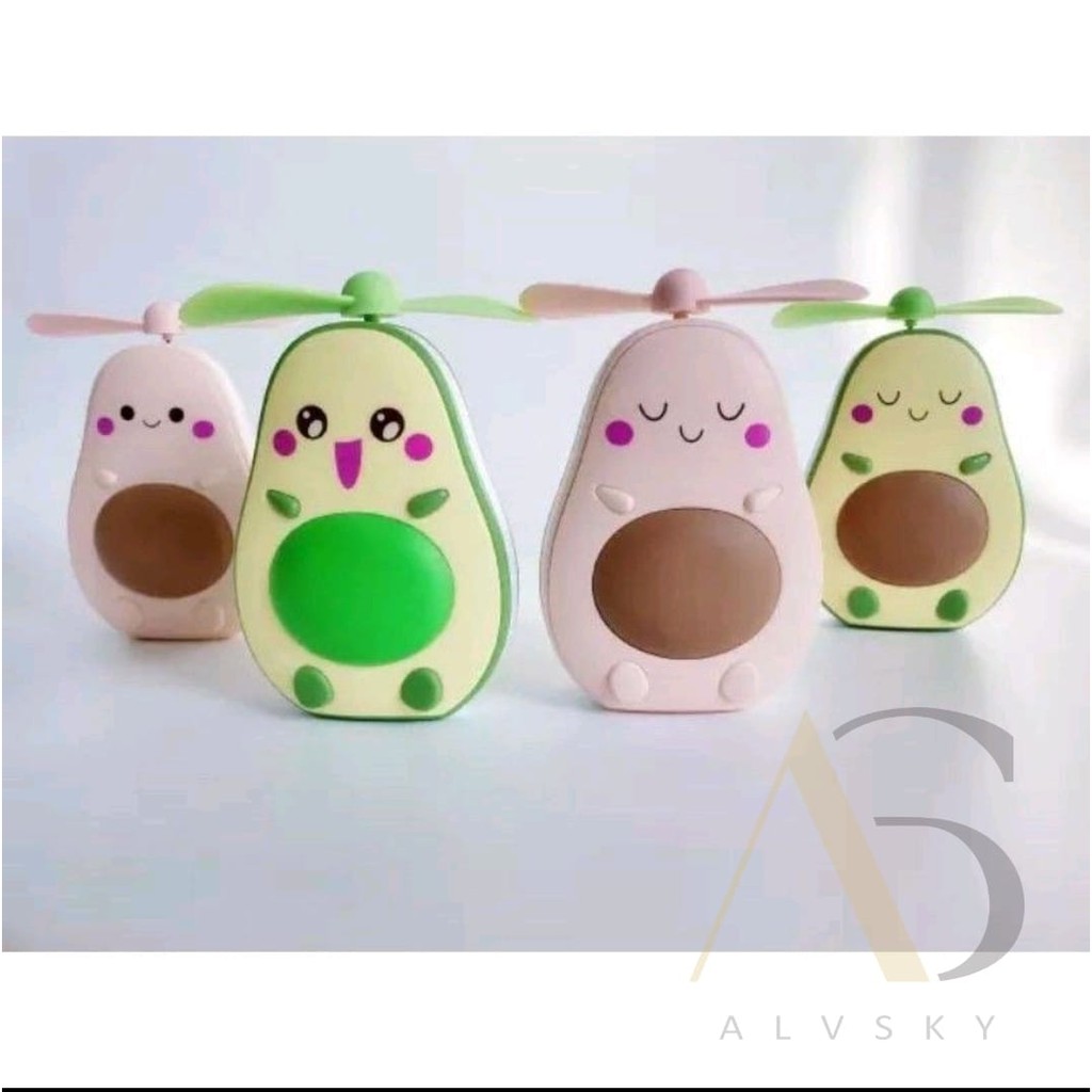 CERMIN LED RIAS MINI FAN KIPAS ANGIN MINI KARAKTER PORTABLE / KIPAS ANGIN KARAKTER AVOCADO / AVOCADO MINI FAN