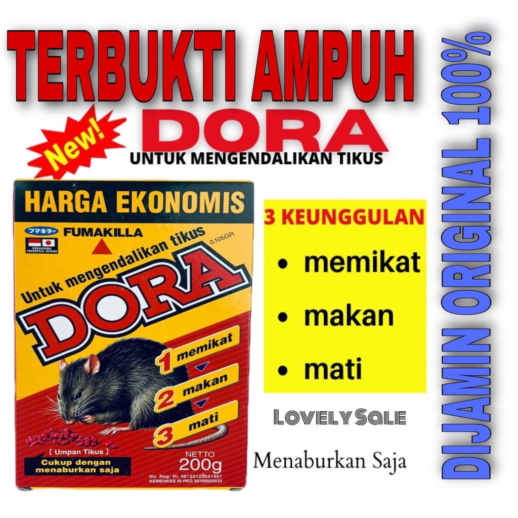 DORA Racun Tikus Paling Ampuh Pembasmi Tikus Langsung Mati Kering Dan Tidak Bau Original paling Ampuh dari Fumakila / Racun Mao Wang Racun tikus Dora Pembasmi tikus Anti Tikus Langsung Mati Kering Dan Tidak Bau Original 100 %