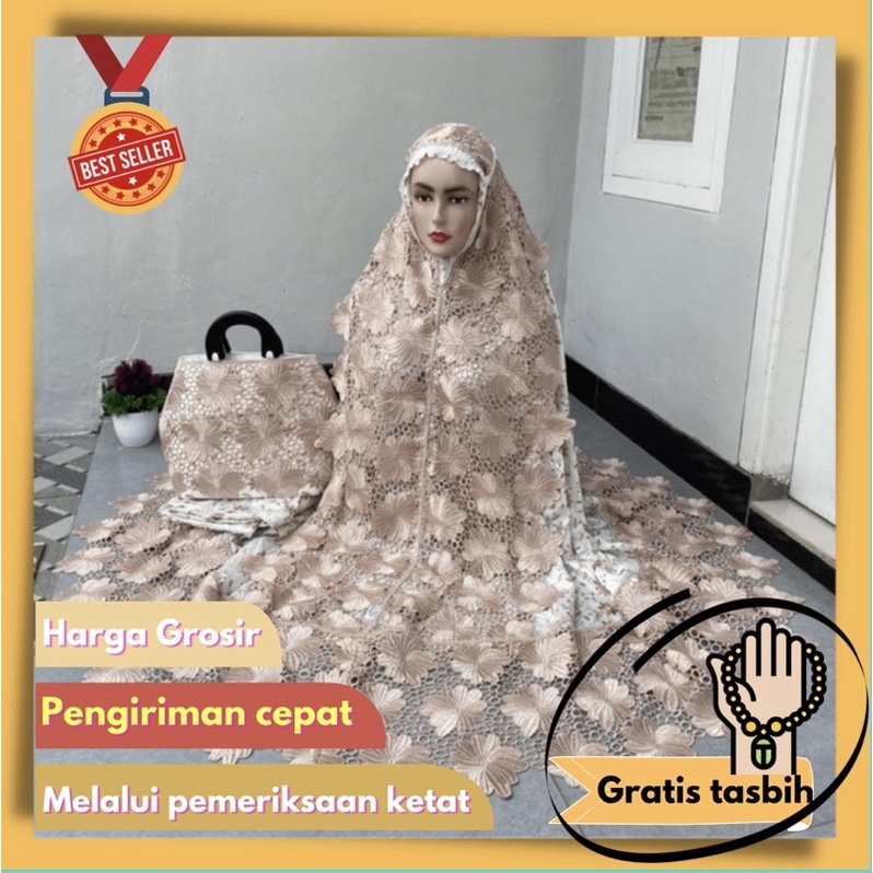 MUKENA DEWASA PRADA SWAROVSKI ALIA MILO SUTRA PARIS SWAROVSKI/ MUKENAH/ MUKENA MURAH/ MUKENA JUMBO/ 