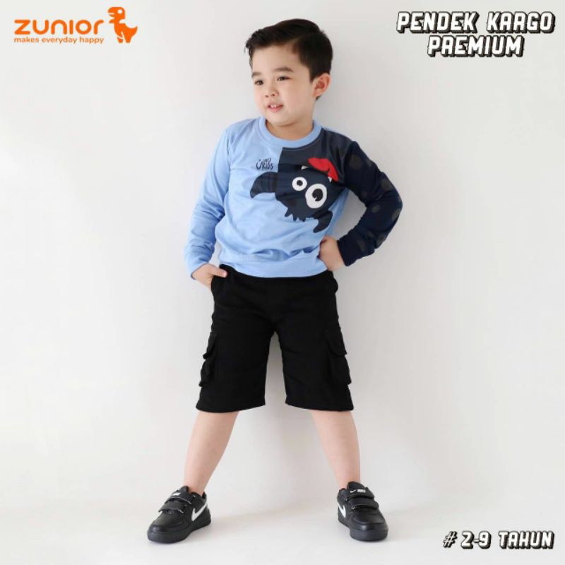 Pendek Cargo Anak Zunior Premium Hitam