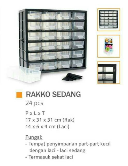 Rako rak komponen elektronik ada 3 varian 12, 24 dan 30 laci