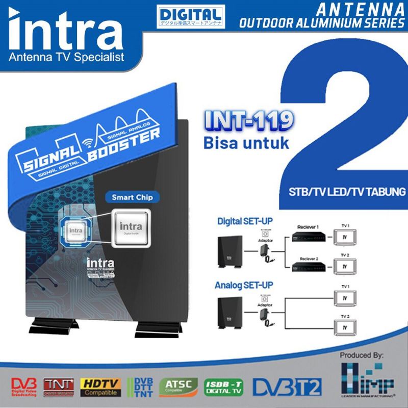 ANTENA TV DIGITAL &amp; ANALOG INDOOR OUTDOOR INTRA INT 119 FREE CABLE 10M