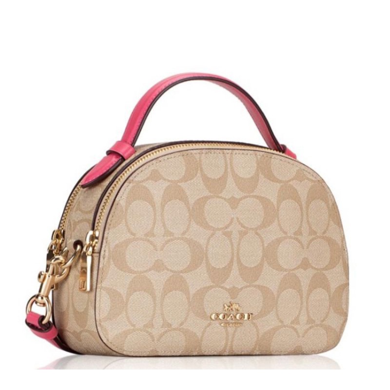 Coach Serena Satchel In Signature Canvas-Light Khaki/Confetti Pink(1591)