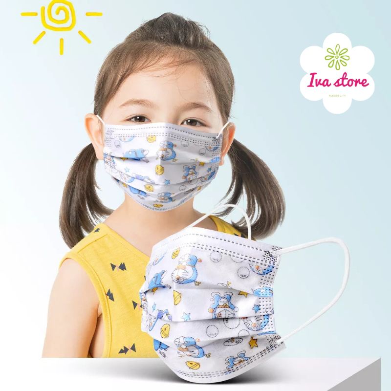 Masker anak motif Doraemon