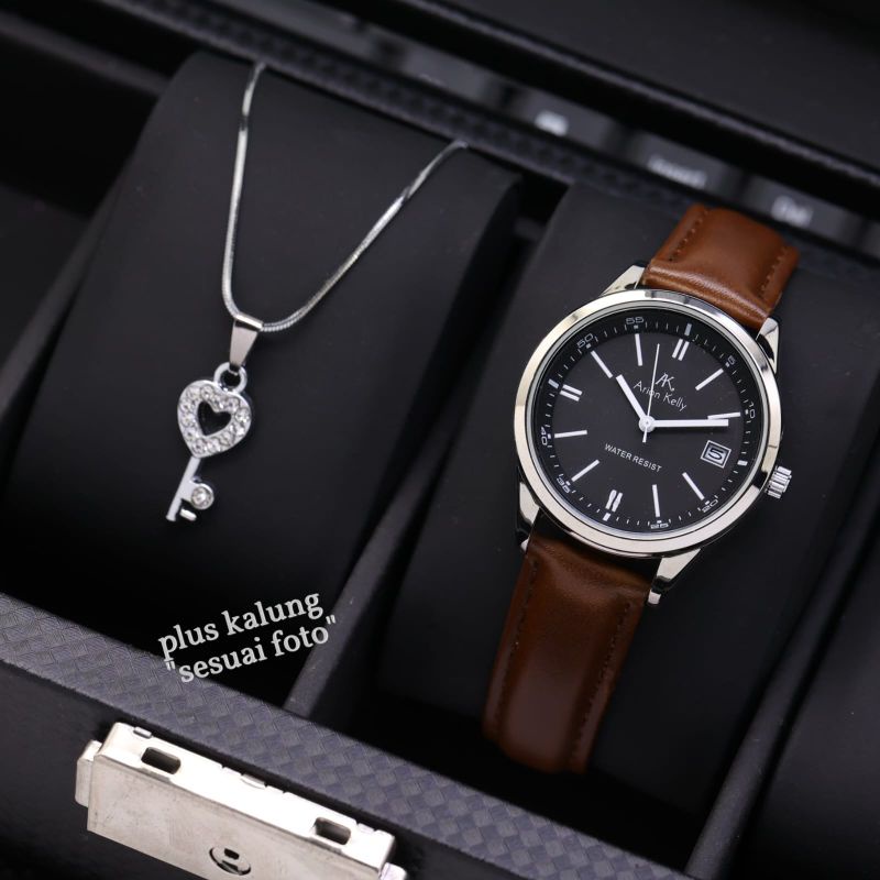 COD Jam Tangan Wanita A.K Jam Tangan Wanita Klasik Plus Kalung Premium