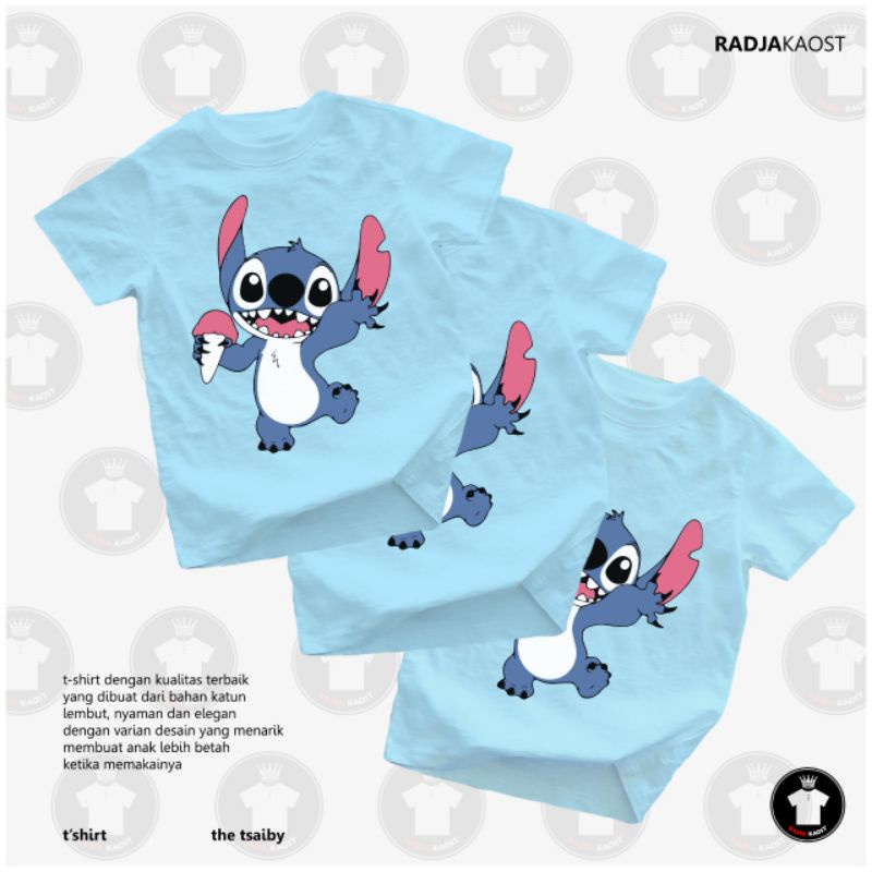 KAOS ANAK TSAIBY MOTIF DEPAN BELAKANG/KAOS ANAK NARUTO/KAOS ANAK STITCH/ATASAN ANAK
