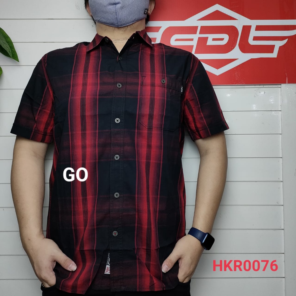 gos CDL By (CARDINAL) Pakaian Pria Kemeja Hem Casual Reguler Lengan Pendek Garis Distro Original