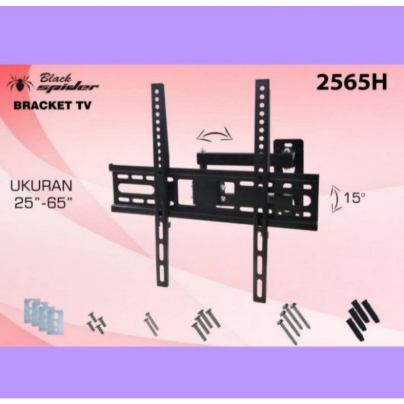 Bracket dinding TV 25 - 65 Inci / Inch (Swing) Black Spider 2565H / braket breket LED PLASMA